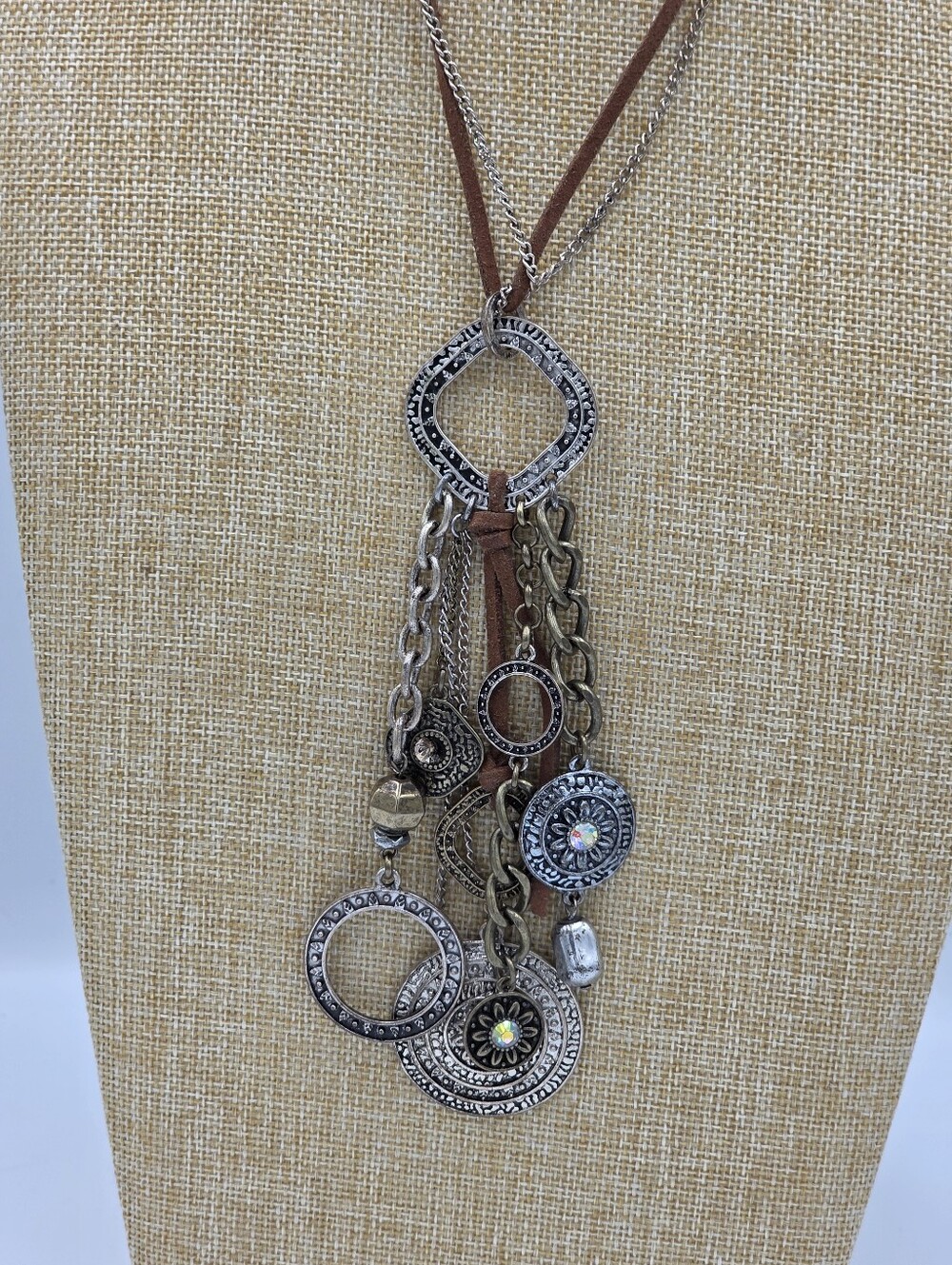 Ruby Road Boho Multi Charm Silver Tone I Pendant Necklace - Brown